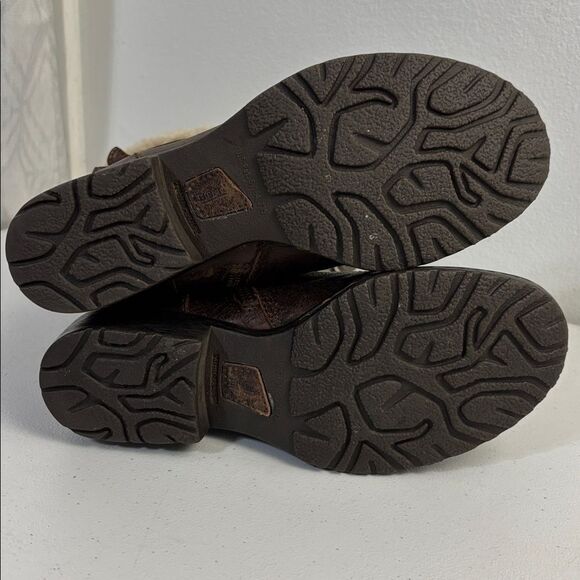 Born Zuniga Women Brown Leather Boots Shearling Lined Harbor Cottage Boho SZ 6.5 - Picture 8 of 13